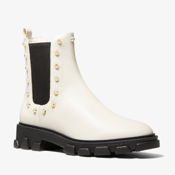 Michael Kors Shoes - Michael Kors Ridley Studded Leather Boots Light Cream 7